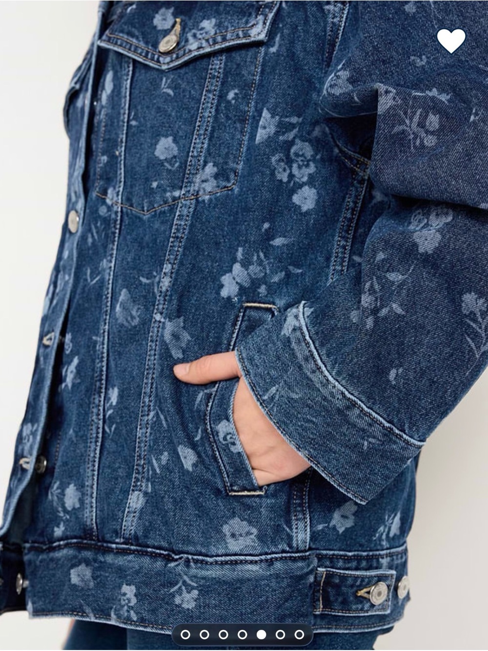 Denim Floral Oversized Jacket - Blue - Picture 4 of 5